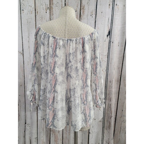 TRIBAL JEANS Women's L Silky Python Popover Flowy Peasant Blouse Shirt Top - Picture 7 of 13